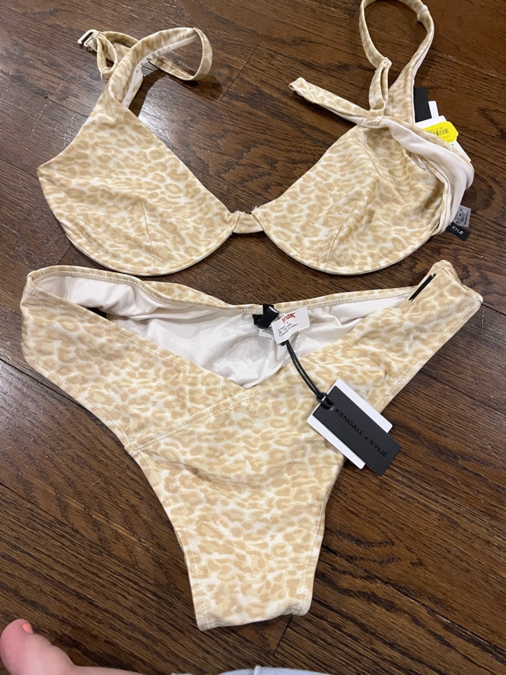 Kendall & Kylie Beige Leopard Print Underwire Bikini Set